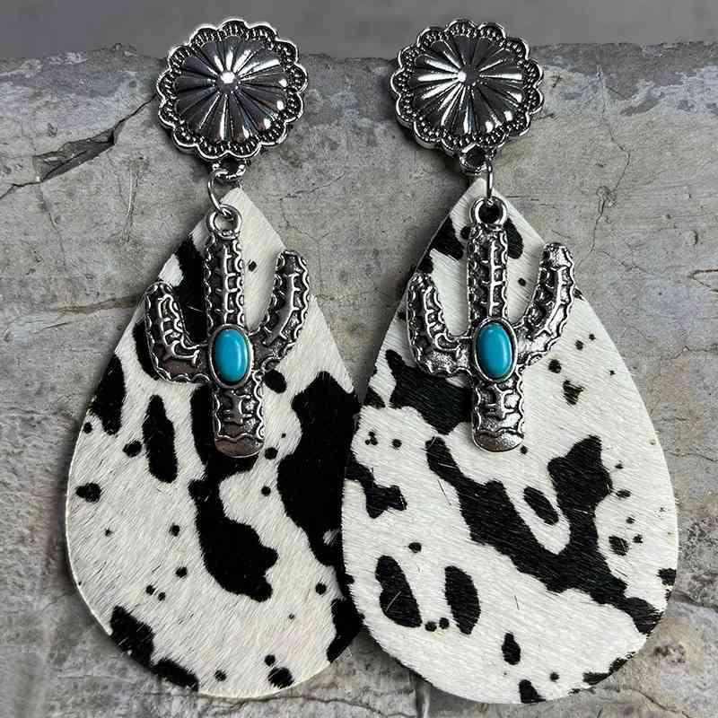 Vintage Turquoise Cactus Dangle Fashion Earrings-MXSTUDIO.COM