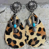 Vintage Turquoise Cactus Dangle Fashion Earrings-MXSTUDIO.COM