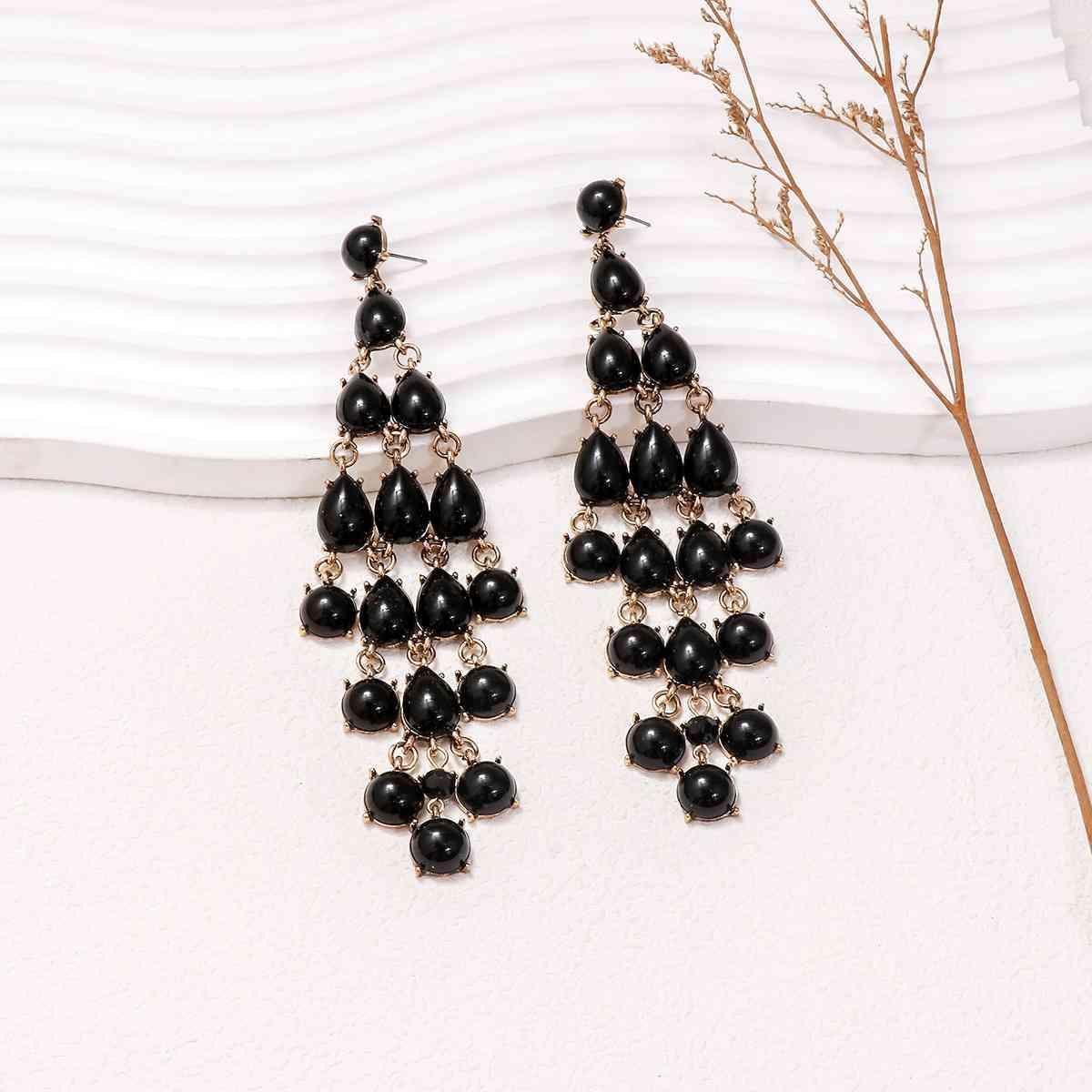 Visually Appealing Alloy & Rhinestone Teardrop Earrings-MXSTUDIO.COM