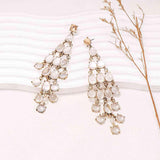 Visually Appealing Alloy & Rhinestone Teardrop Earrings-MXSTUDIO.COM