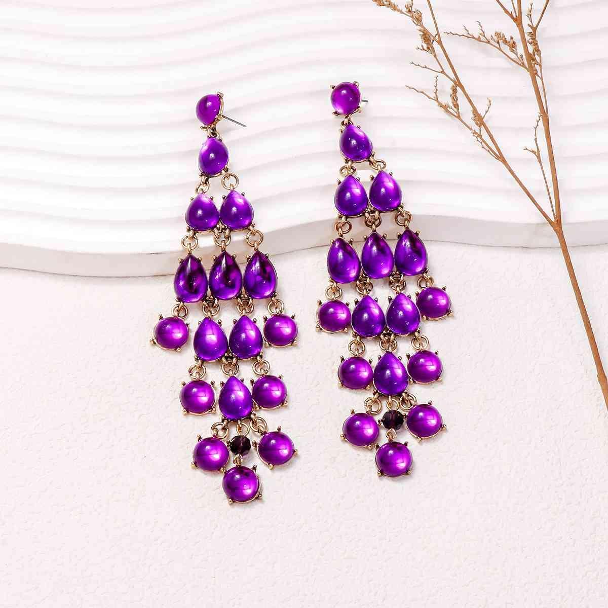 Visually Appealing Alloy & Rhinestone Teardrop Earrings-MXSTUDIO.COM