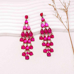 Visually Appealing Alloy & Rhinestone Teardrop Earrings-MXSTUDIO.COM