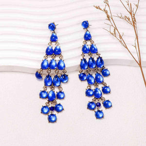 Visually Appealing Alloy & Rhinestone Teardrop Earrings-MXSTUDIO.COM