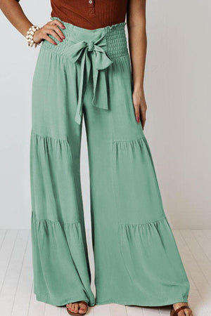 Vivacious Tie Front Tiered Wide Leg Culottes - MXSTUDIO.COM