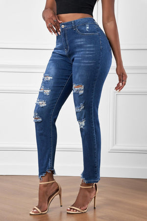 Wander In Style Distressed High-Rise Cropped Jeans - MXSTUDIO.COM