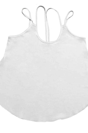 a white crop top with two straps