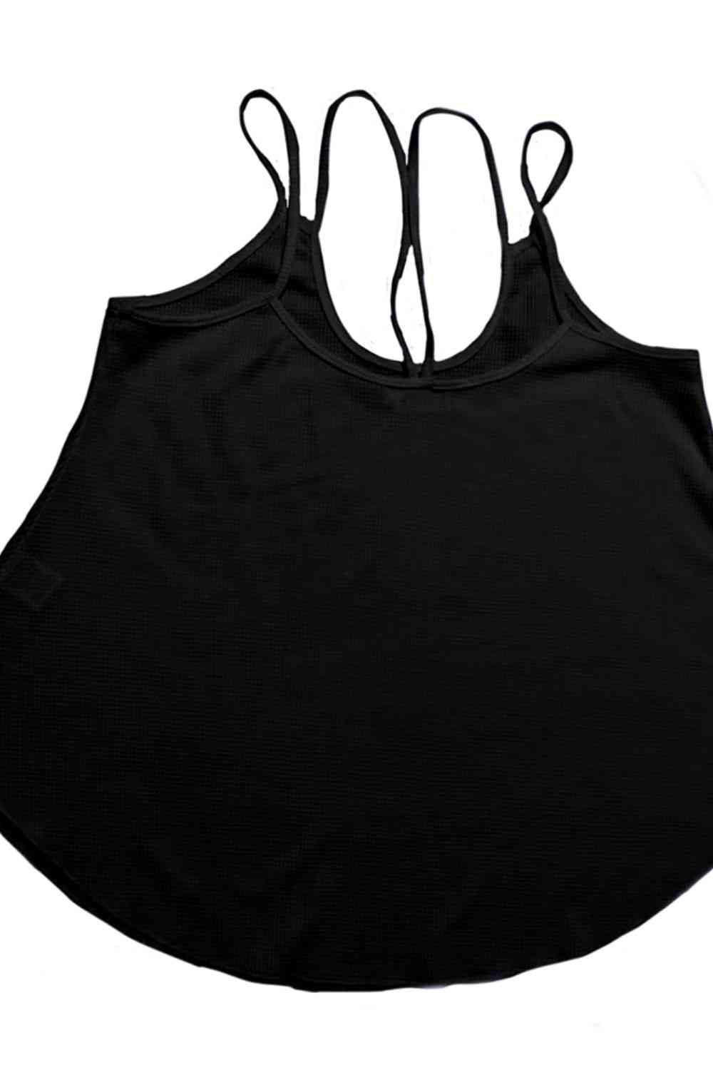 a black tank top with two ties on it