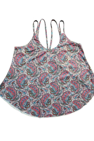 a women's tank top with a paisley print