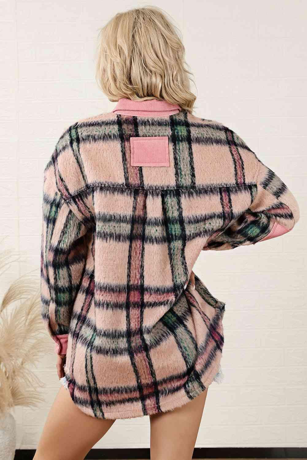 Warm Allure Plaid Button Up Jacket-MXSTUDIO.COM