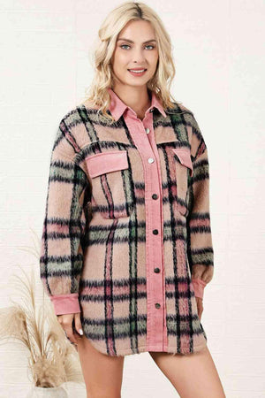 Warm Allure Plaid Button Up Jacket-MXSTUDIO.COM