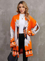 Warm Delight Ribbed Knit Long Orange Cardigan - MXSTUDIO.COM