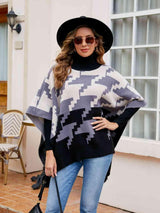 Warm Extravagance Turtleneck Pom Pom Poncho - MXSTUDIO.COM