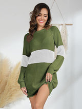 Warm In Style Color Block Sweater Dress - MXSTUDIO.COM