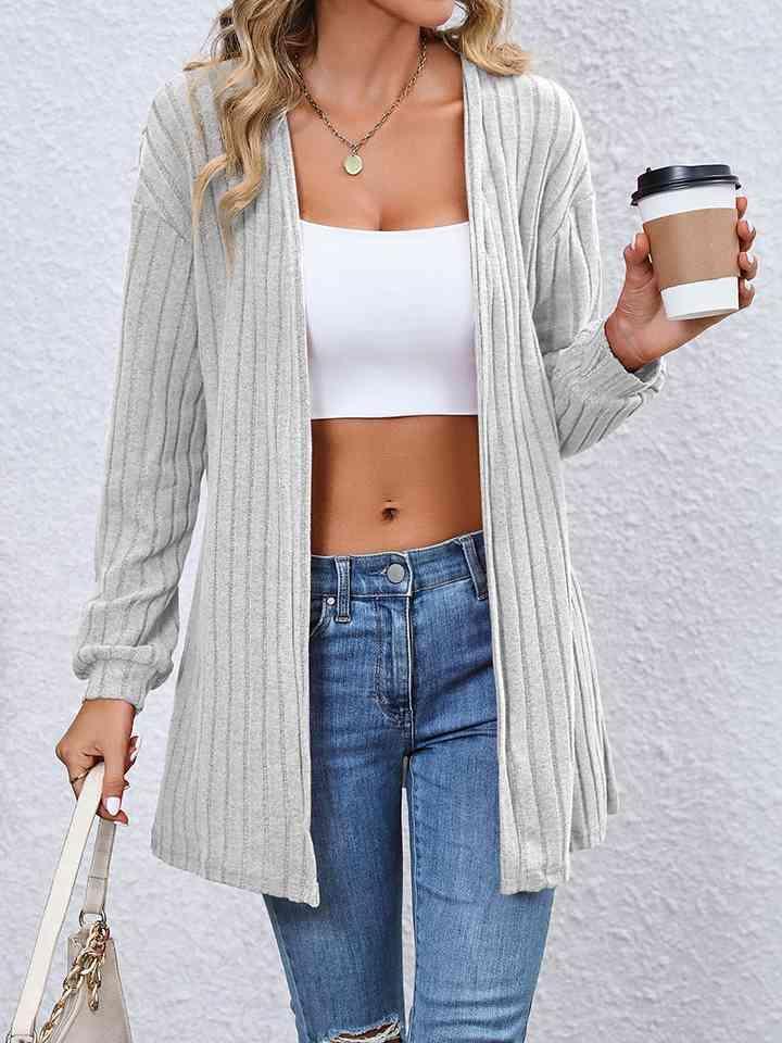 Warm Layer Long Sleeve Open Front Cardigan-MXSTUDIO.COM