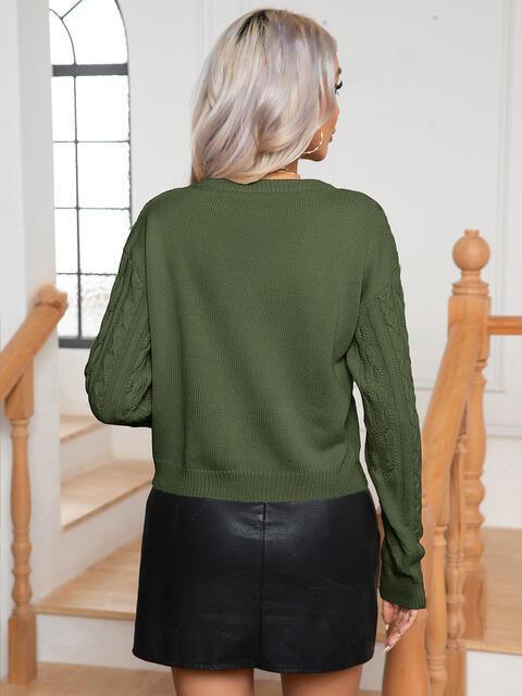 Warm Lounge Cable Knit Crew Neck Sweater - MXSTUDIO.COM