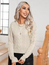 Warm Lounge Cable Knit Crew Neck Sweater - MXSTUDIO.COM