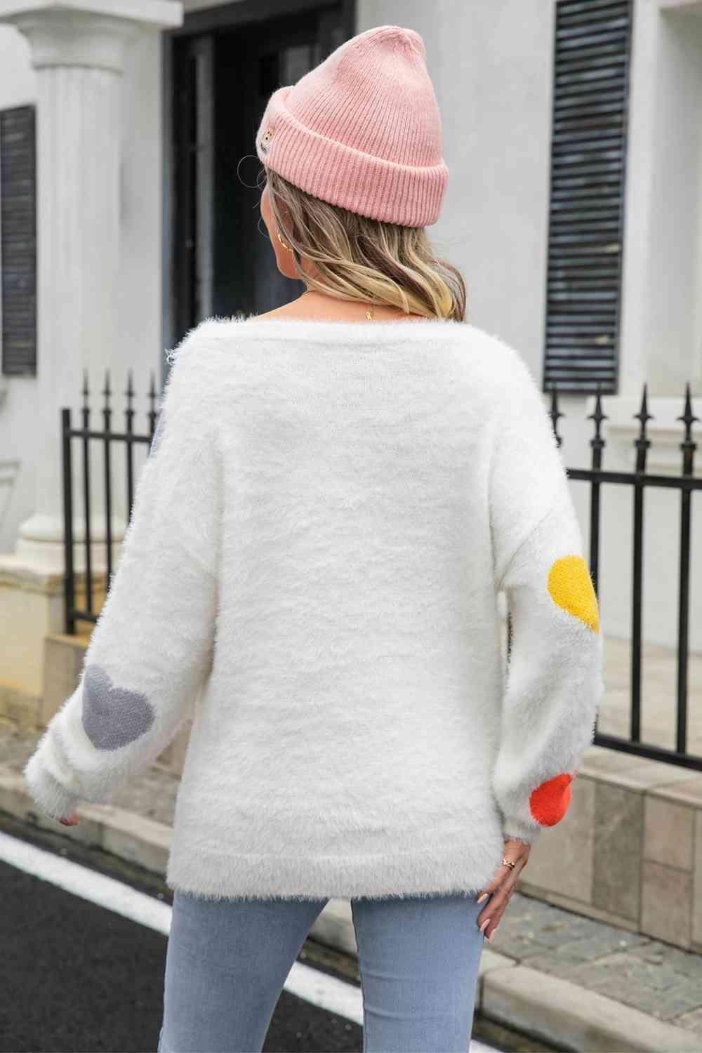 Warm Love Crew Neck Heart Sweater - MXSTUDIO.COM
