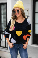 Warm Love Crew Neck Heart Sweater - MXSTUDIO.COM