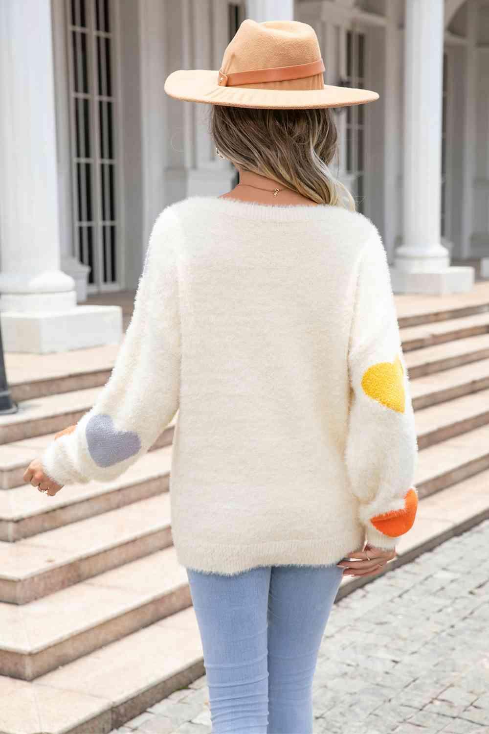 Warm Love Crew Neck Heart Sweater - MXSTUDIO.COM