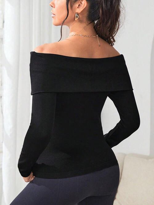 Warm Obsession Long Sleeve Off Shoulder Knit Top-MXSTUDIO.COM