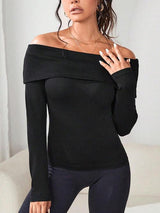 Warm Obsession Long Sleeve Off Shoulder Knit Top-MXSTUDIO.COM