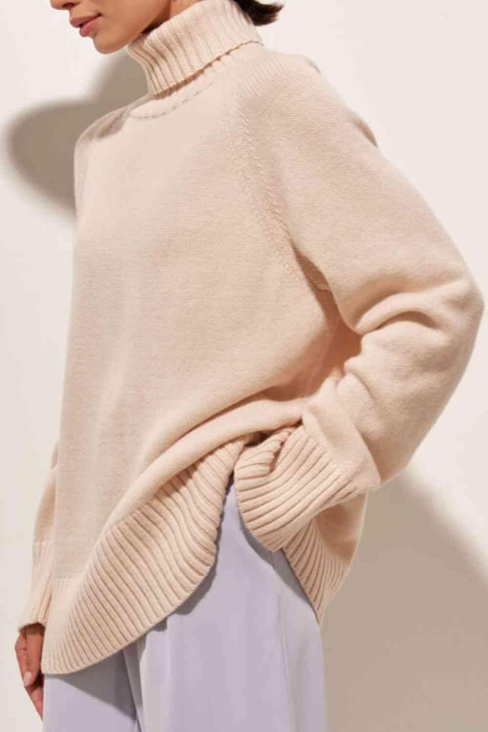 Warm Option Turtleneck Knit Sweater-MXSTUDIO.COM