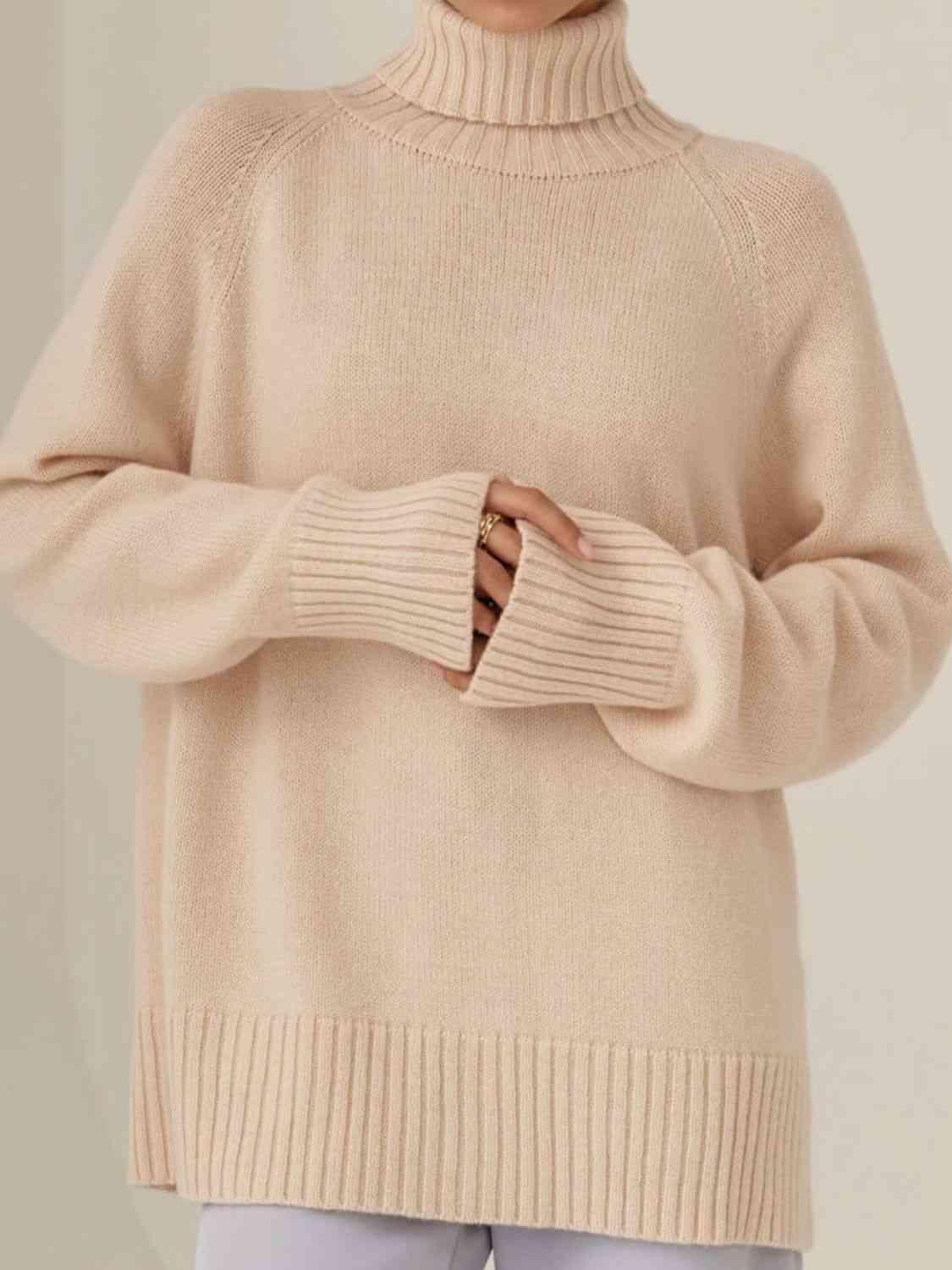 Warm Option Turtleneck Knit Sweater-MXSTUDIO.COM