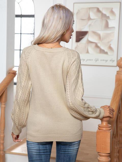 Warm Satisfaction Buttoned Cable-Knit Sweater - MXSTUDIO.COM