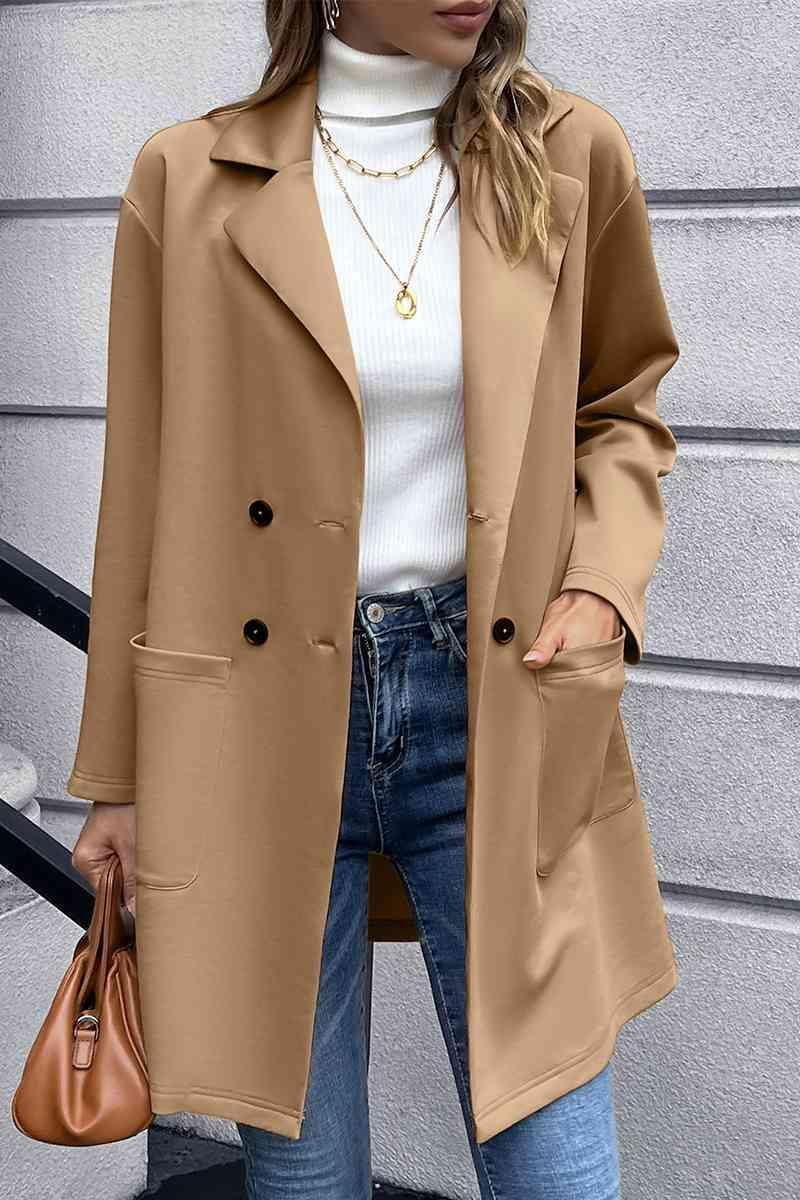 Warm Sophistication Long Double Breasted Blazer-MXSTUDIO.COM