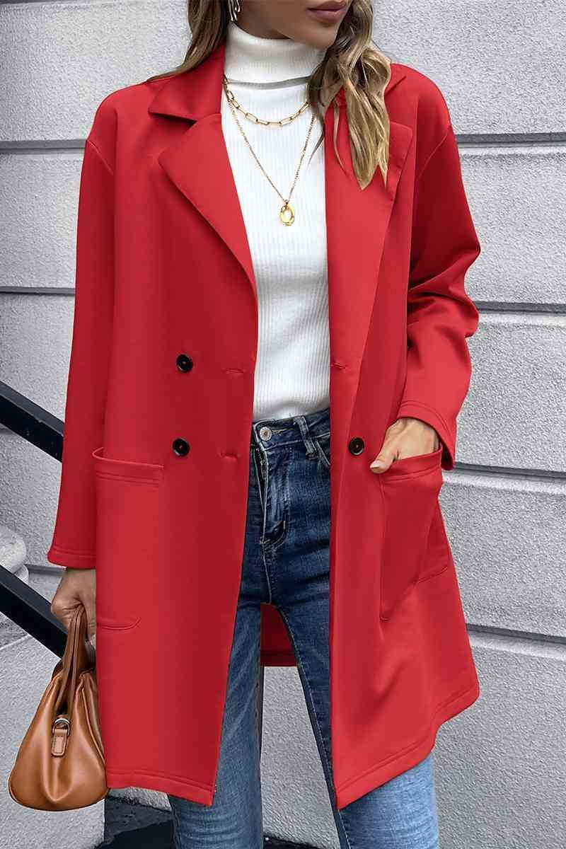 Warm Sophistication Long Double Breasted Blazer-MXSTUDIO.COM