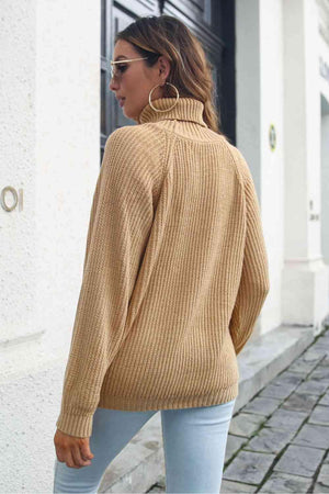 Warm Sophistication Turtleneck Ribbed Knit Sweater - MXSTUDIO.COM
