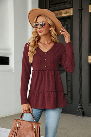 Warmth And Style Cable-Knit Long Sleeve Babydoll Top - MXSTUDIO.COM