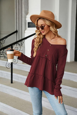 Warmth And Style Cable-Knit Long Sleeve Babydoll Top - MXSTUDIO.COM