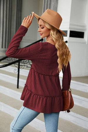 Warmth And Style Cable-Knit Long Sleeve Babydoll Top - MXSTUDIO.COM