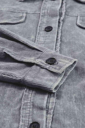 Washed Button Down Long Shirt Jacket - MXSTUDIO.COM