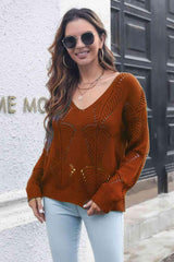 Wear All Season V-Neck Open Knit Sweater - MXSTUDIO.COM