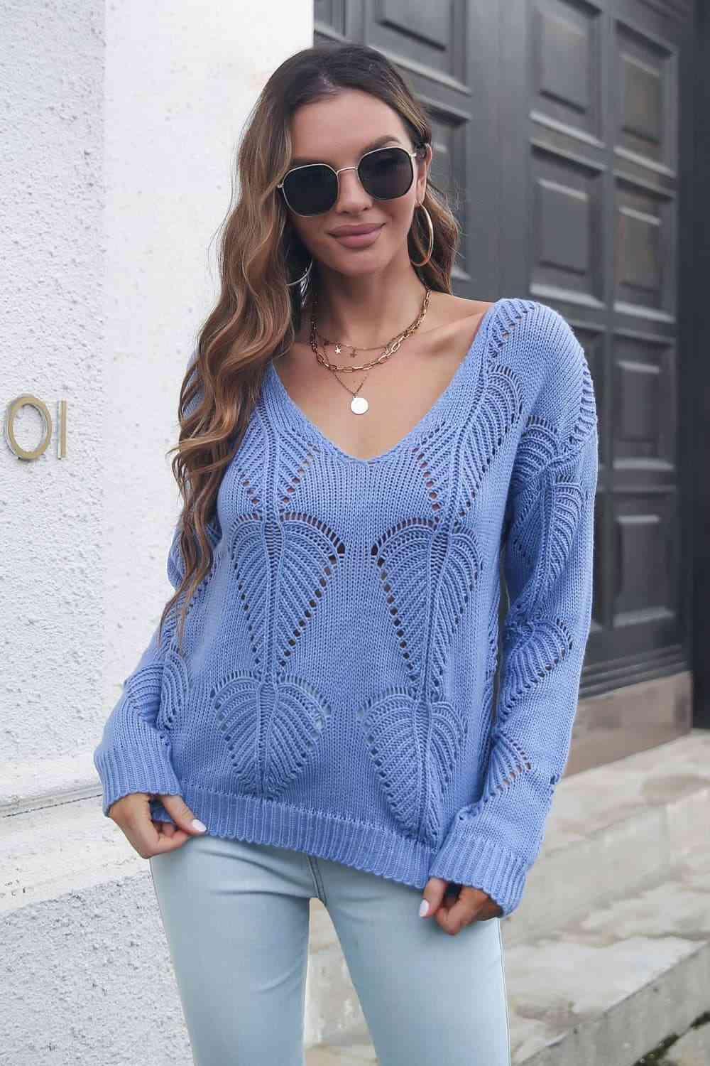 Wear All Season V-Neck Open Knit Sweater - MXSTUDIO.COM