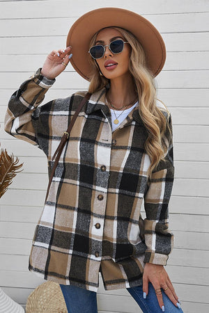 Wear In All Seasons Buttoned Plaid Shacket - MXSTUDIO.COM