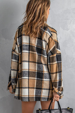 Wear In All Seasons Buttoned Plaid Shacket - MXSTUDIO.COM