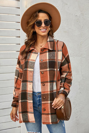 Wear In All Seasons Buttoned Plaid Shacket - MXSTUDIO.COM