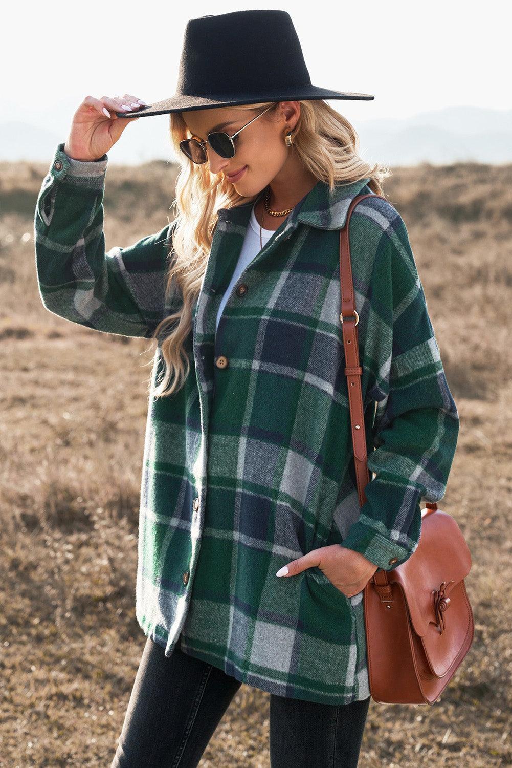 Wear In All Seasons Buttoned Plaid Shacket - MXSTUDIO.COM