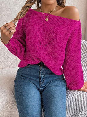 Weekend Ensemble Knitted Boat Neck Sweater-MXSTUDIO.COM