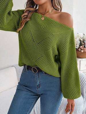 Weekend Ensemble Knitted Boat Neck Sweater-MXSTUDIO.COM