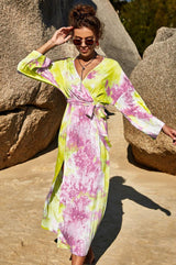 Weekend Getaway Tie Dye Wrap Maxi Dress - MXSTUDIO.COM