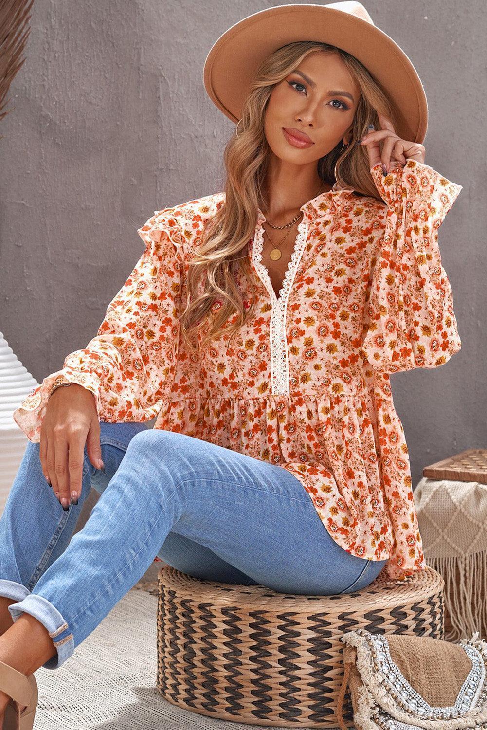 Weekend Hoorah Long Sleeve Floral Blouse - MXSTUDIO.COM