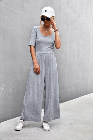 Weekend Mode Scoop Neck Half Sleeve Jumpsuit - MXSTUDIO.COM