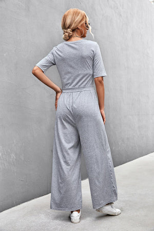 Weekend Mode Scoop Neck Half Sleeve Jumpsuit - MXSTUDIO.COM