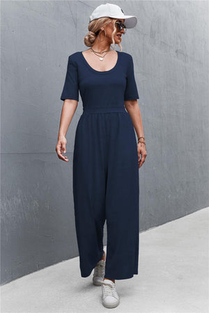 Weekend Mode Scoop Neck Half Sleeve Jumpsuit - MXSTUDIO.COM