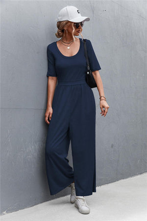 Weekend Mode Scoop Neck Half Sleeve Jumpsuit - MXSTUDIO.COM