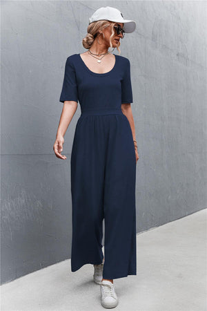 Weekend Mode Scoop Neck Half Sleeve Jumpsuit - MXSTUDIO.COM